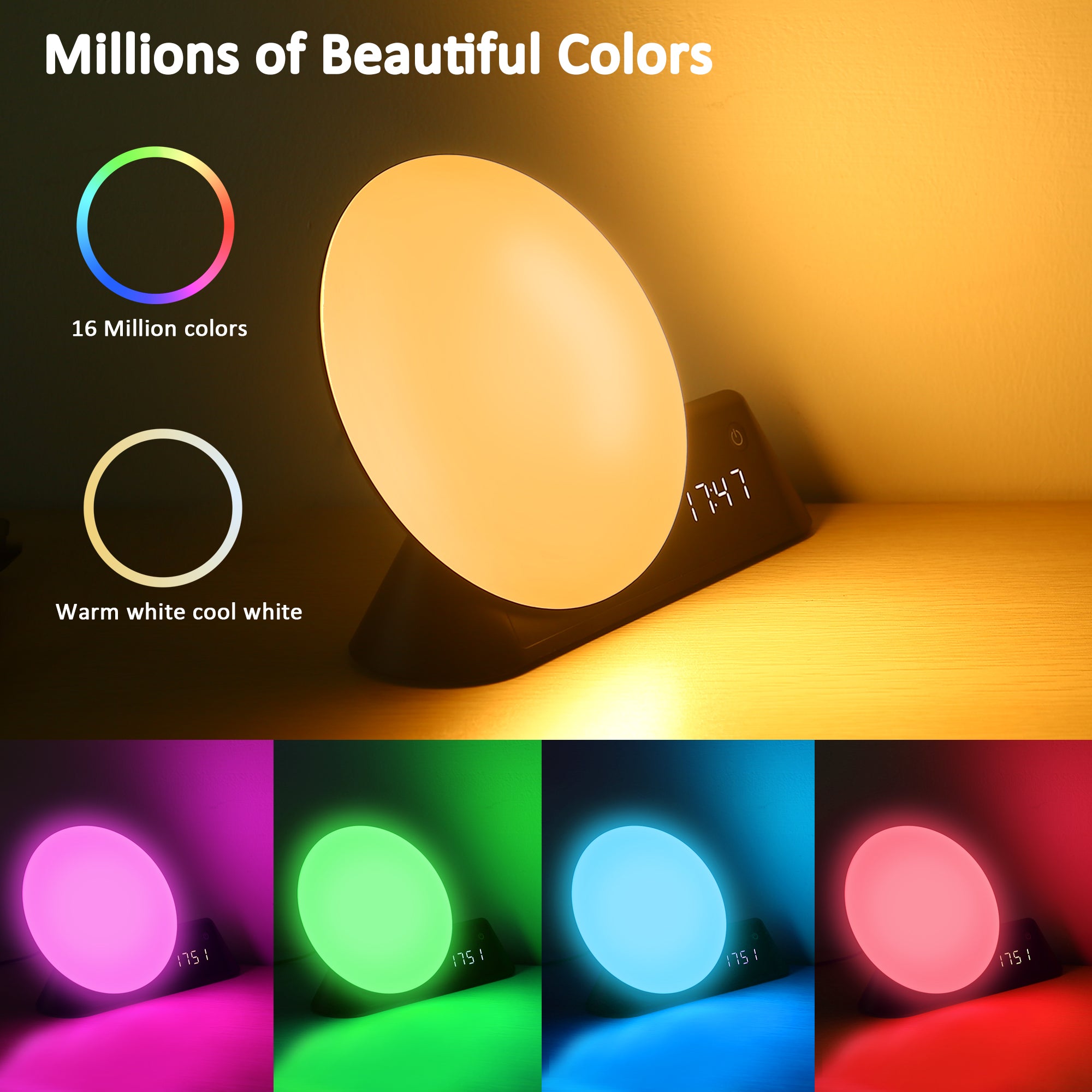 Zalap Alarm Clock Wake Up Night Light